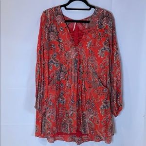 Free People EXCLUSIVE Red Patterned Dress